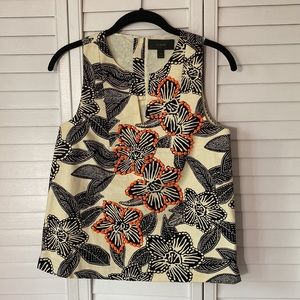 J. Crew Notched Shell Polynesian Floral Top